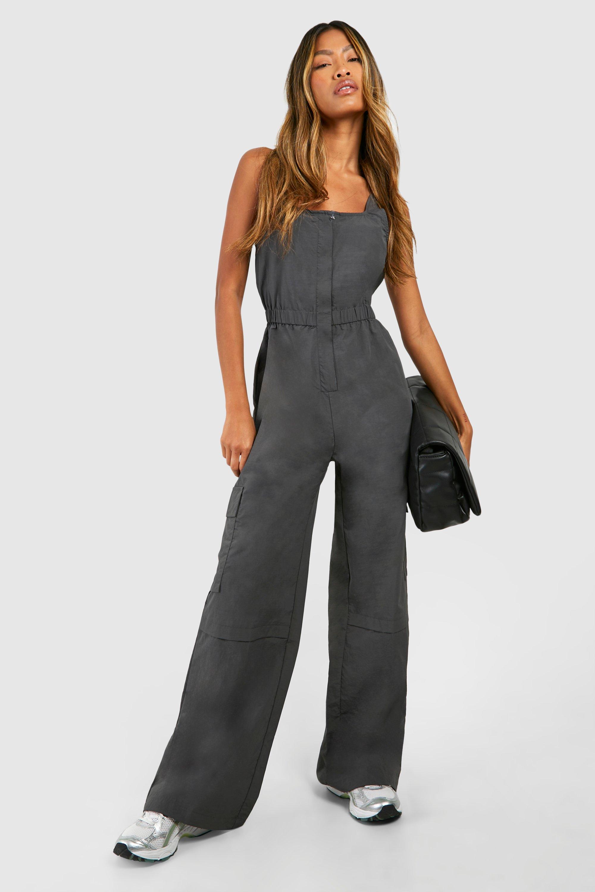Boohoo grey jumpsuit clearance