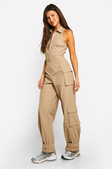 Utility Jumpsuit Met Rits stone