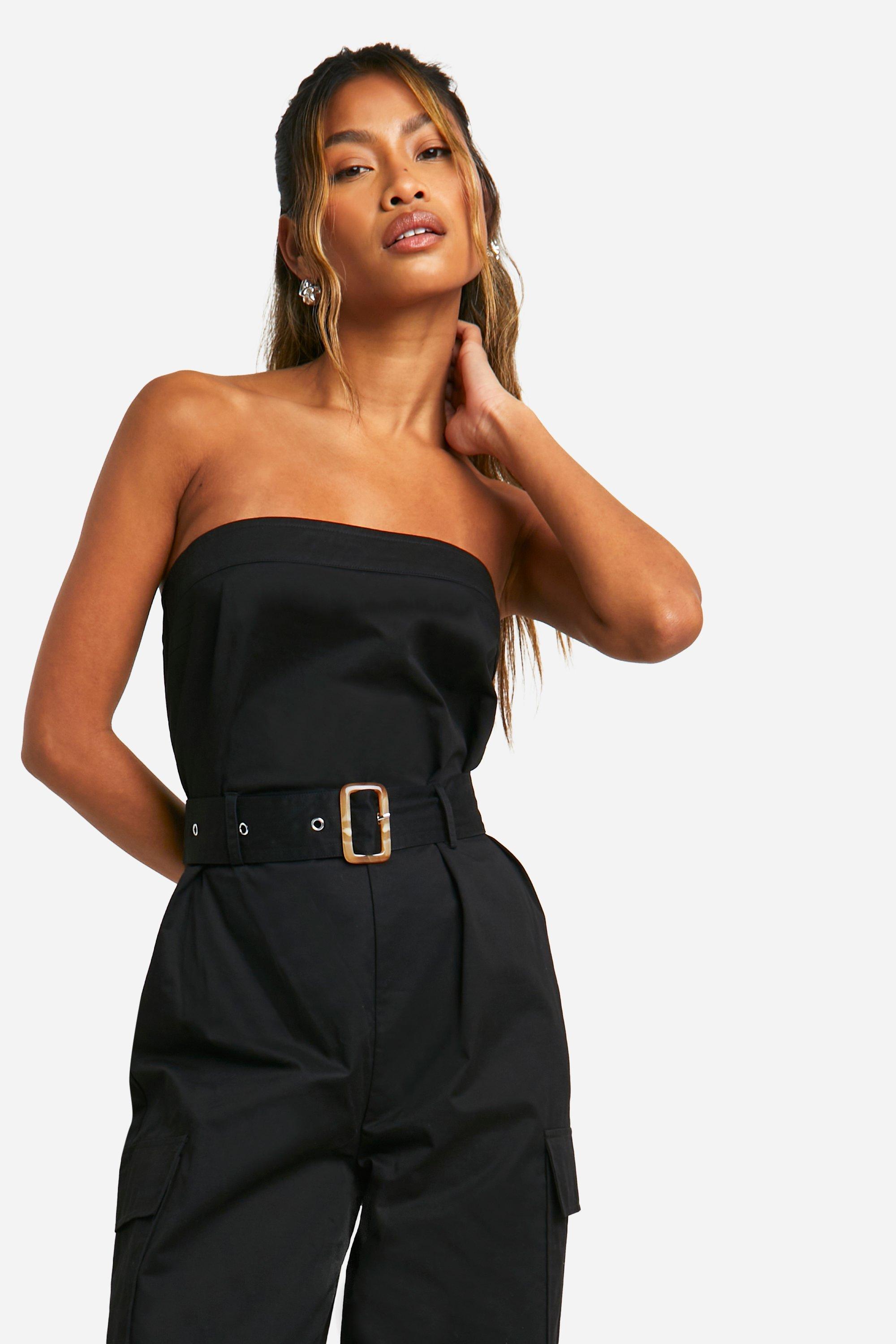 Boohoo strapless jumpsuit on sale