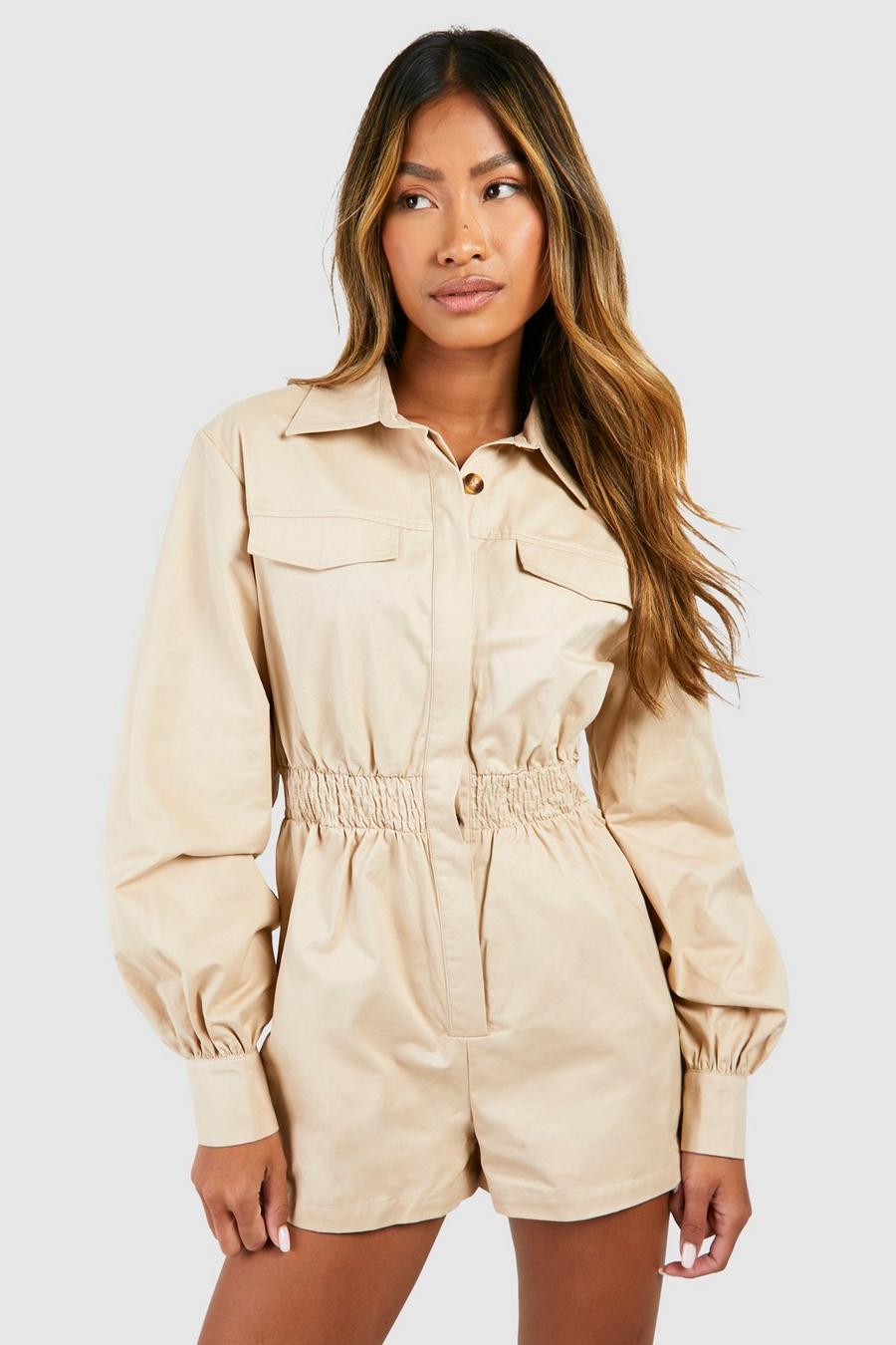 Stone Utility Long Sleeved Romper image number 1