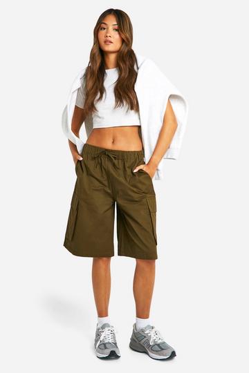 Cargo Utility Midi Shorts khaki