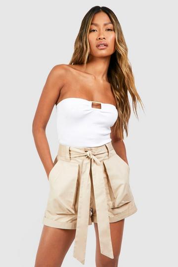 Stone Beige Cargo Utility Shorts