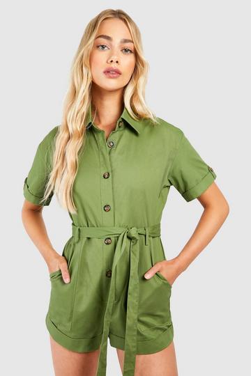 Utility Cargo Romper khaki