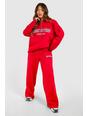 Pantalón deportivo oversize de pernera ancha con aplique Dsgn Studio, Red