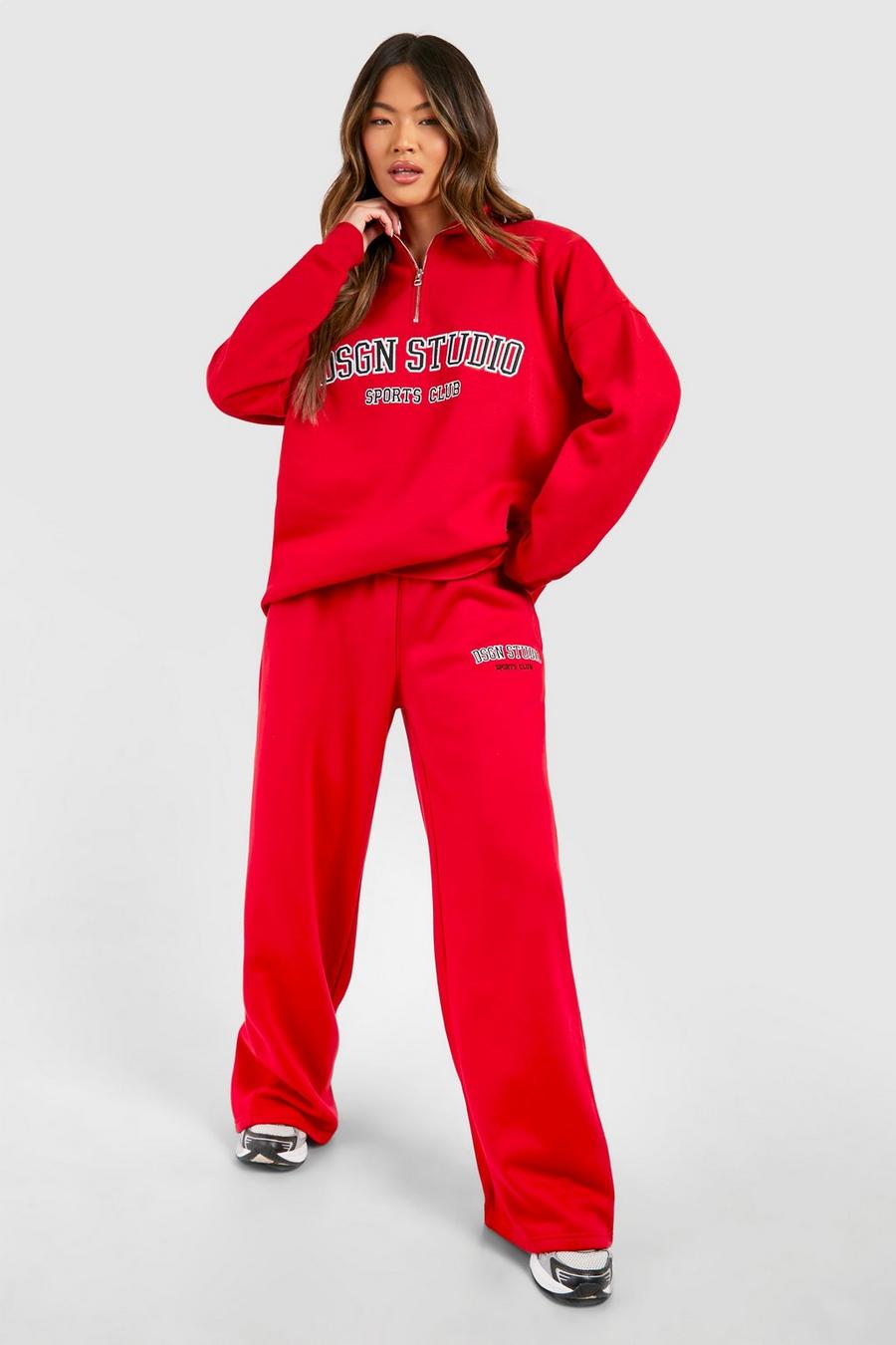 Pantalón deportivo oversize de pernera ancha con aplique Dsgn Studio, Red image number 1