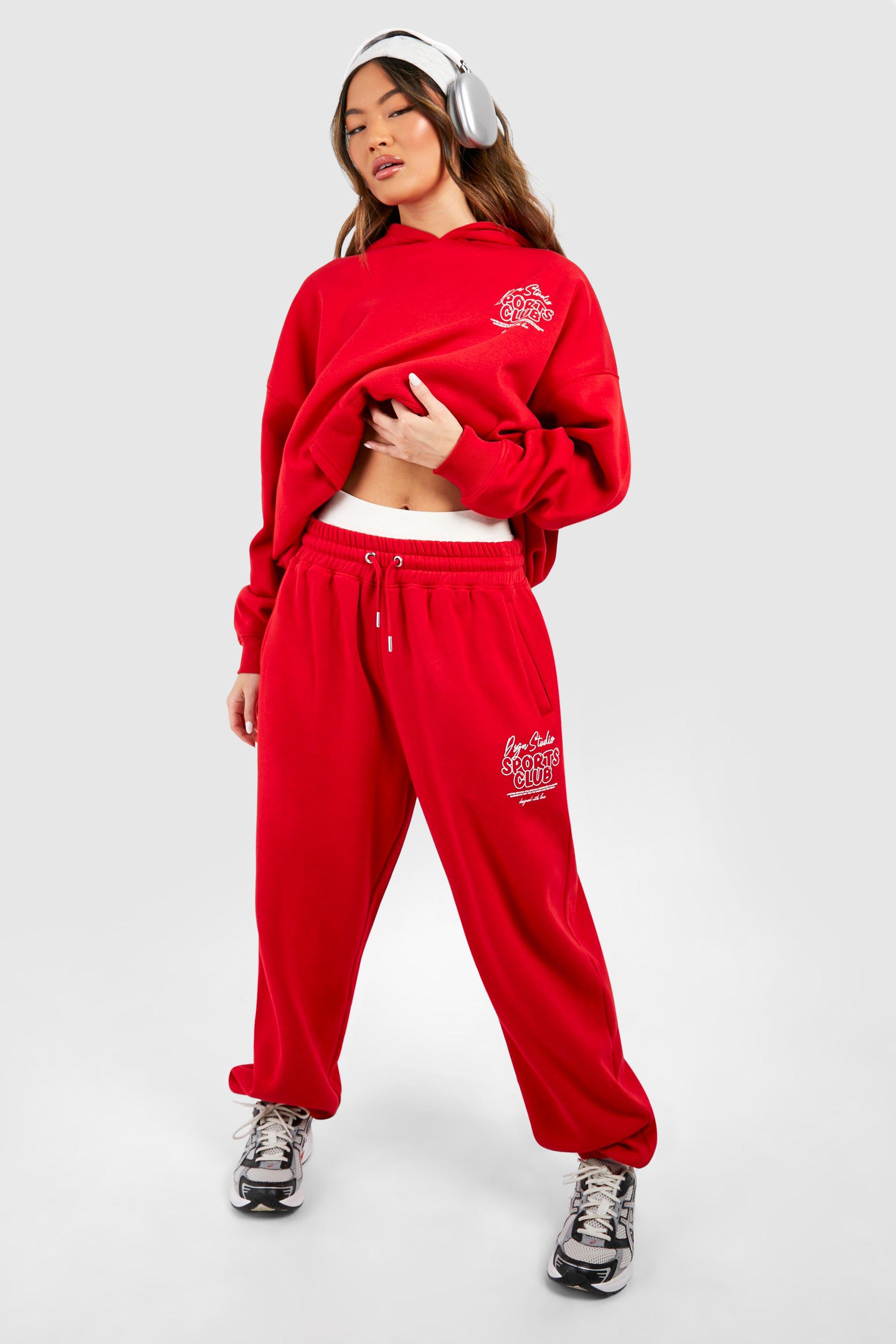 Red sweatsuit womens sale