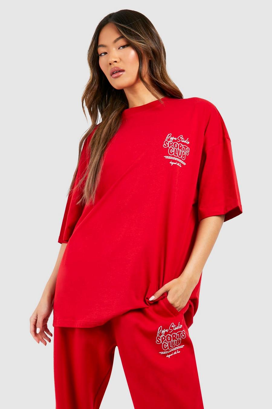 T-shirt oversize Dsgn Studio con stampa a bolle, Red