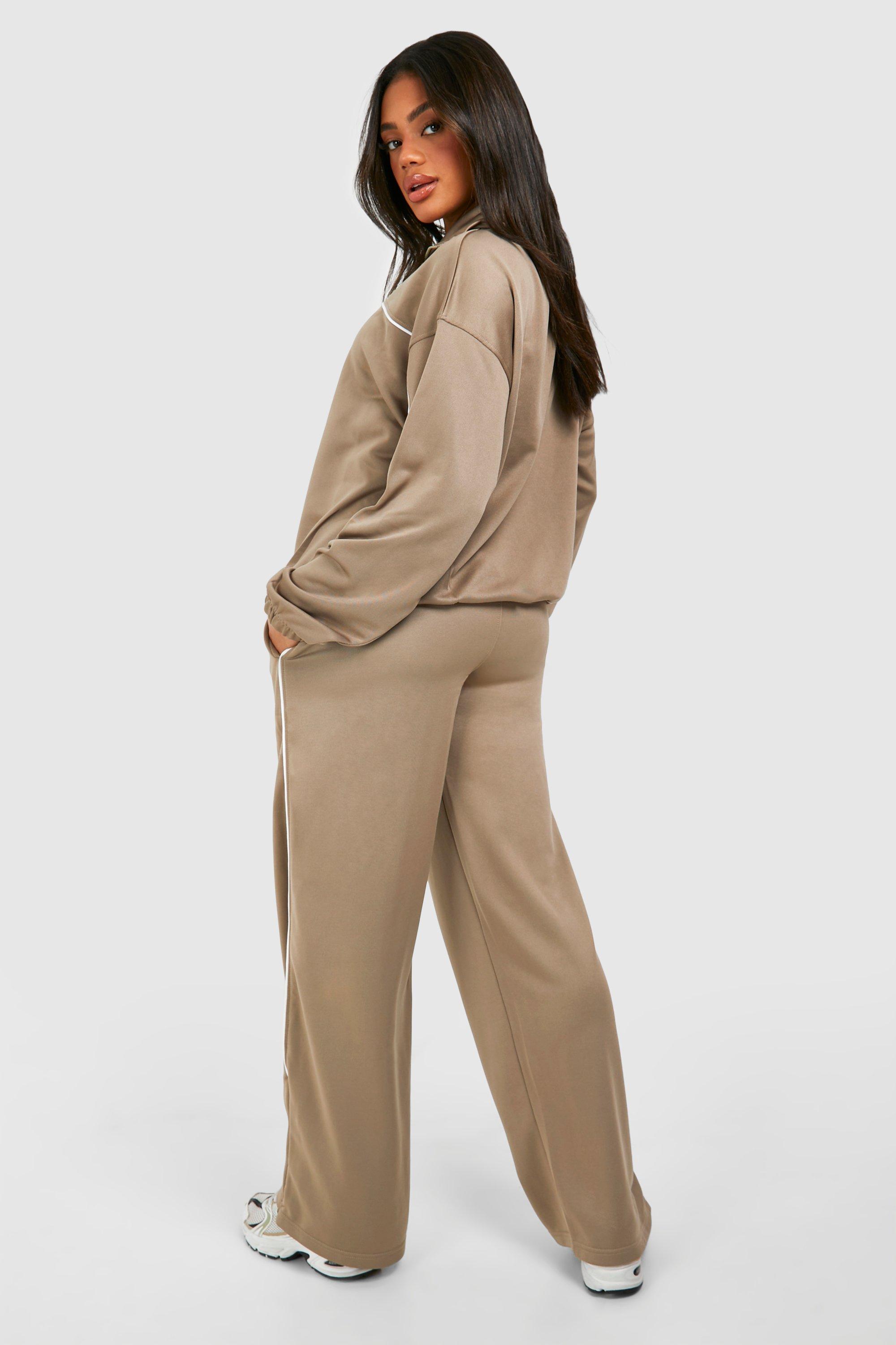 Tricot Piping Detail Zip Through Sweatshirt Tracksuit boohoo AU