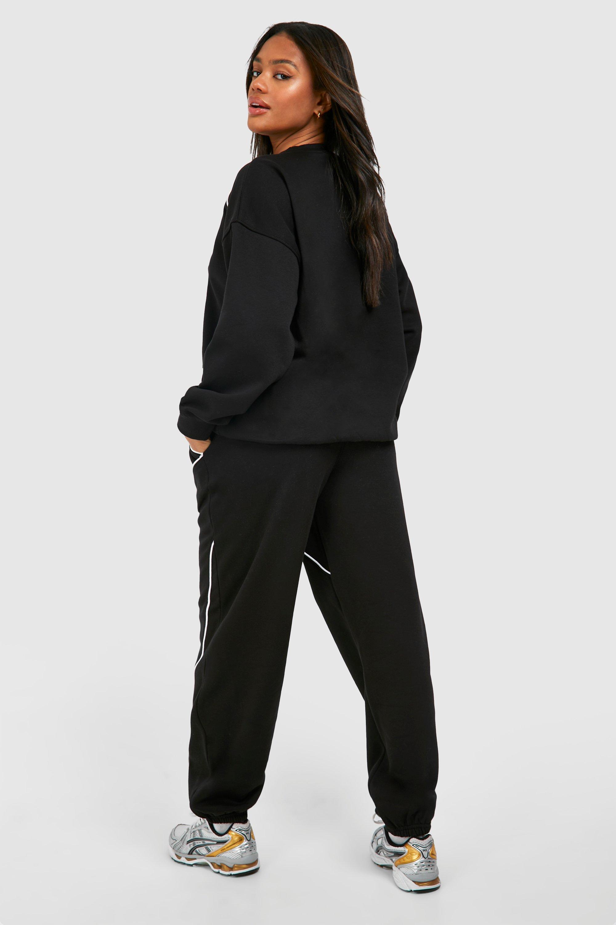 Piping Detail Oversized Sweatshirt Tracksuit