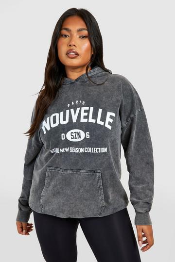 Plus Szn Washed Oversized Hoodie charcoal