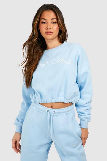 Blue Dsgn Studio Printed Elasticated Hem Cropped Boxy Sweatshirt