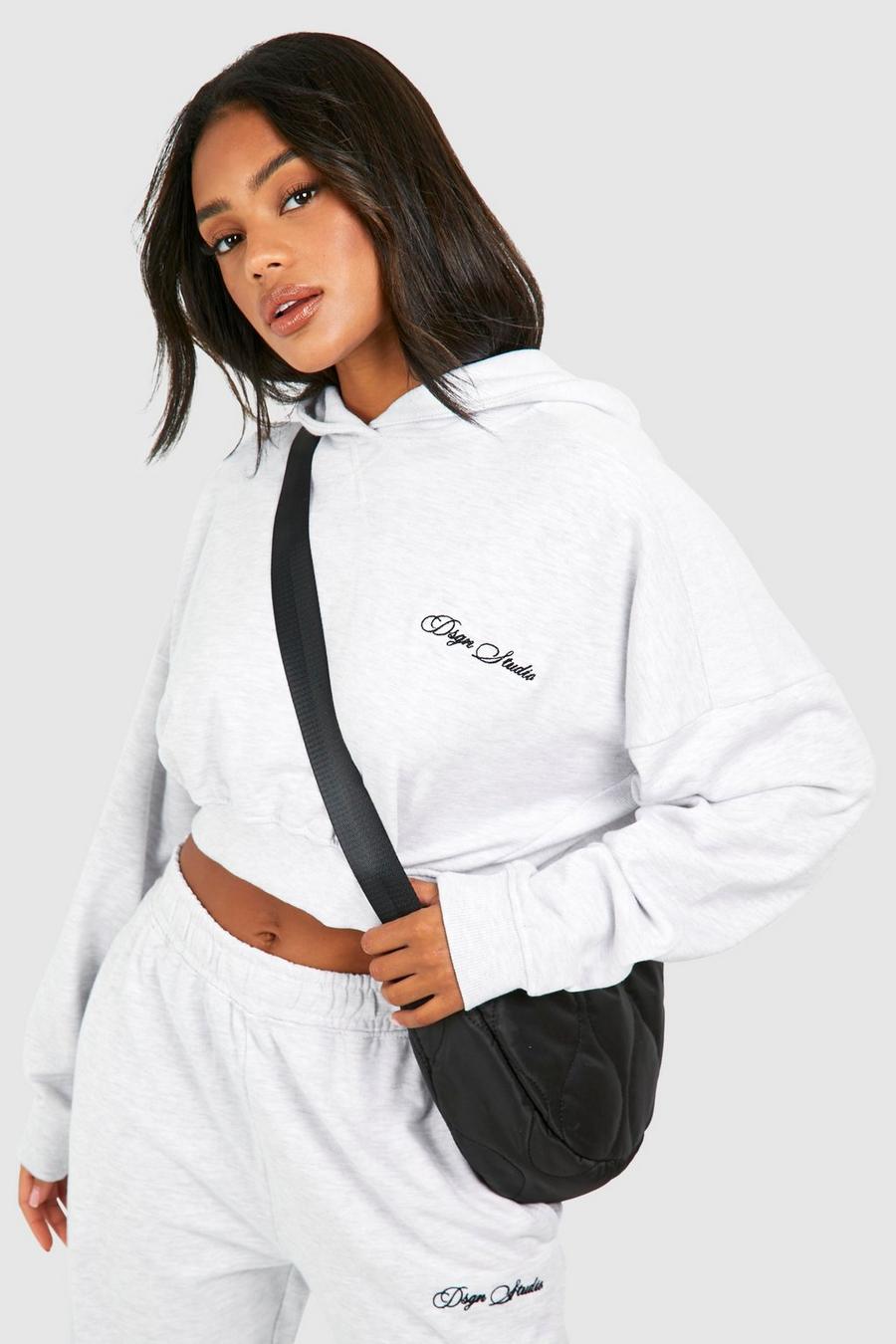 Ash grey Dsgn Studio Embroidered Boxy Hoodie  image number 1