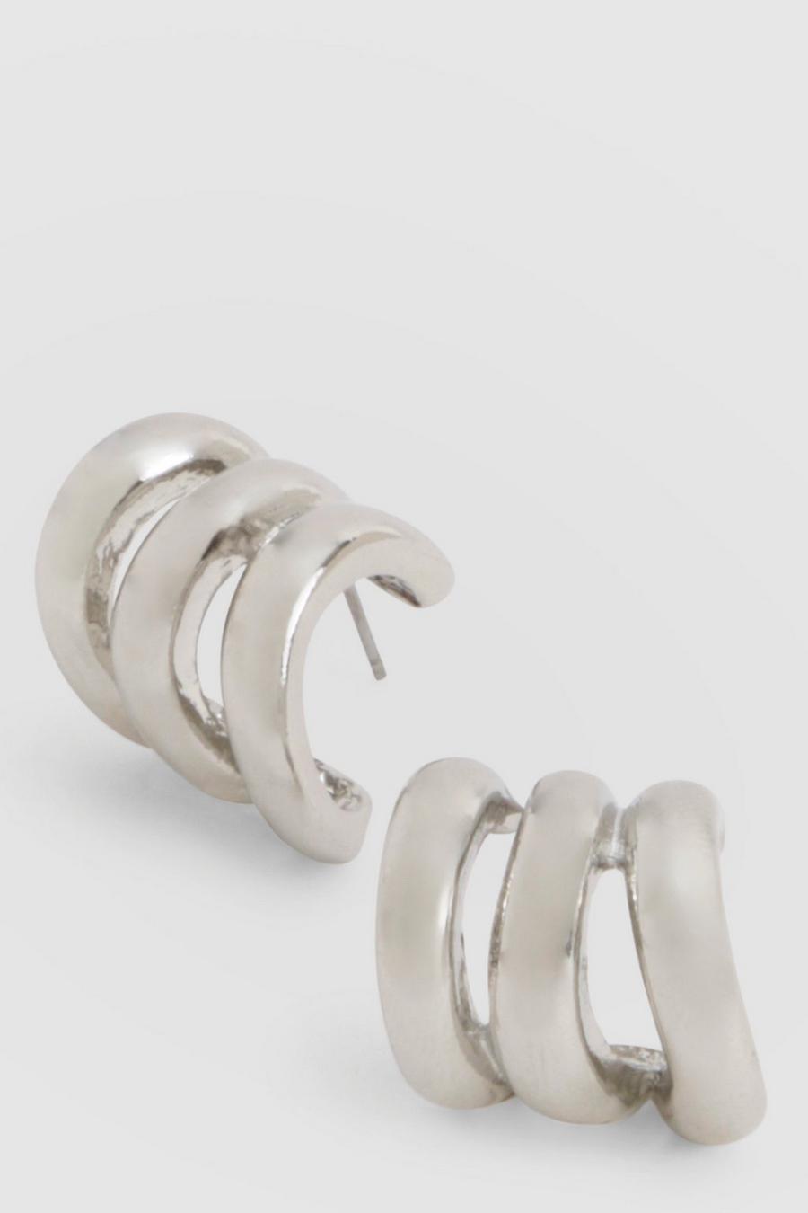 Silver Triple Hoop Earrings image number 1