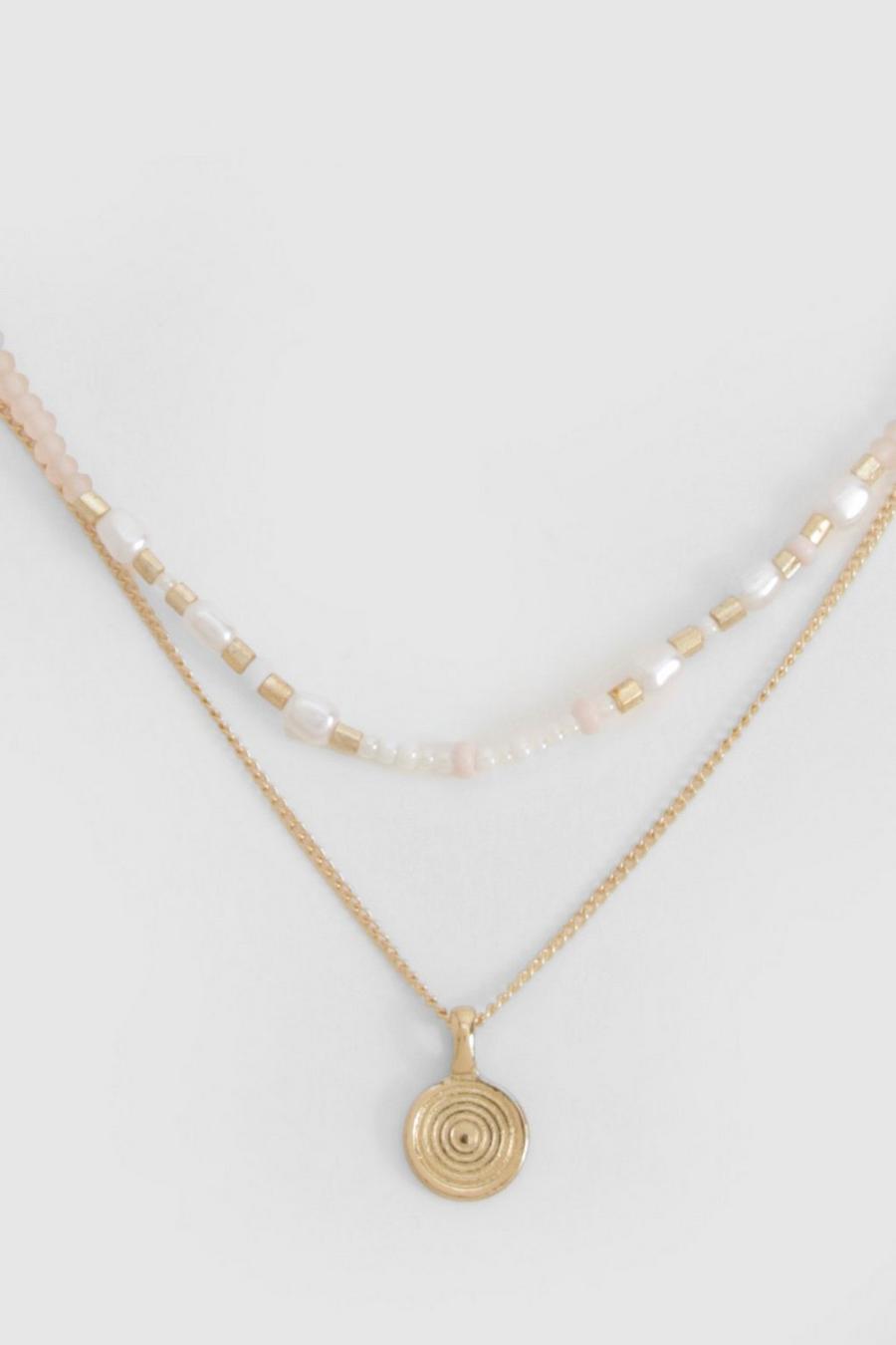 Pink Halsband med pärlor image number 1
