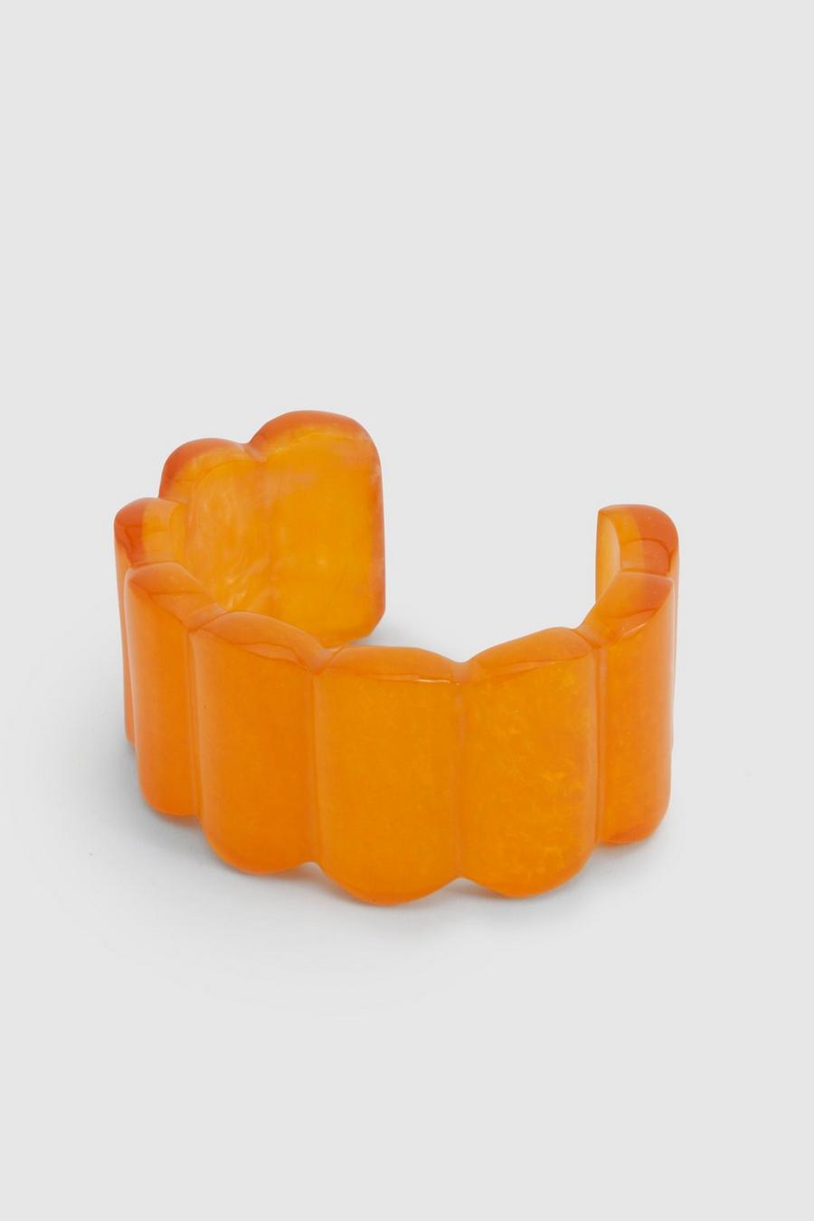 Bracciale rigido rigido con dettagli in resina arancione, Orange image number 1