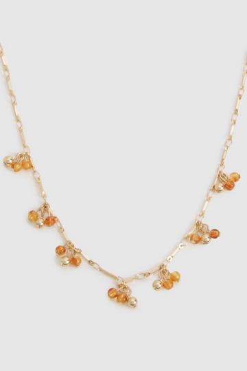 Amber Beaded Cluster Necklace amber