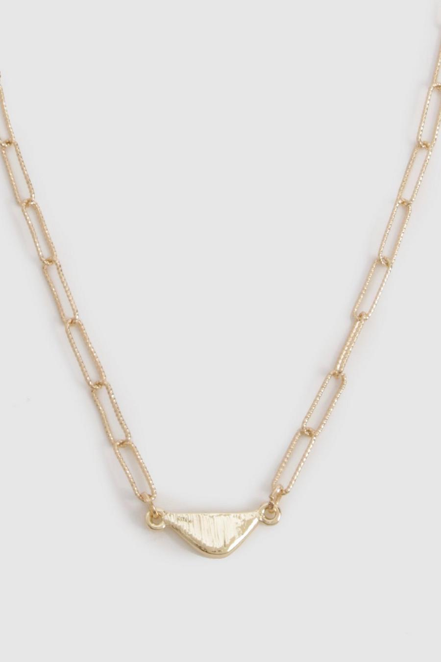 Gold Triangle Detail Chain Link Necklace 
