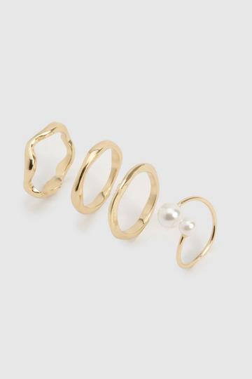 Pearl Detail Ring Multipack gold