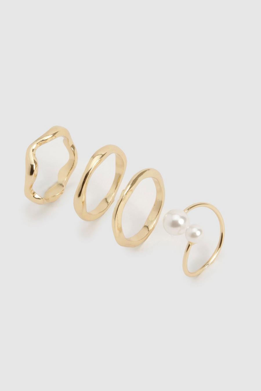 Gold Pearl Detail Ring Multipack  image number 1