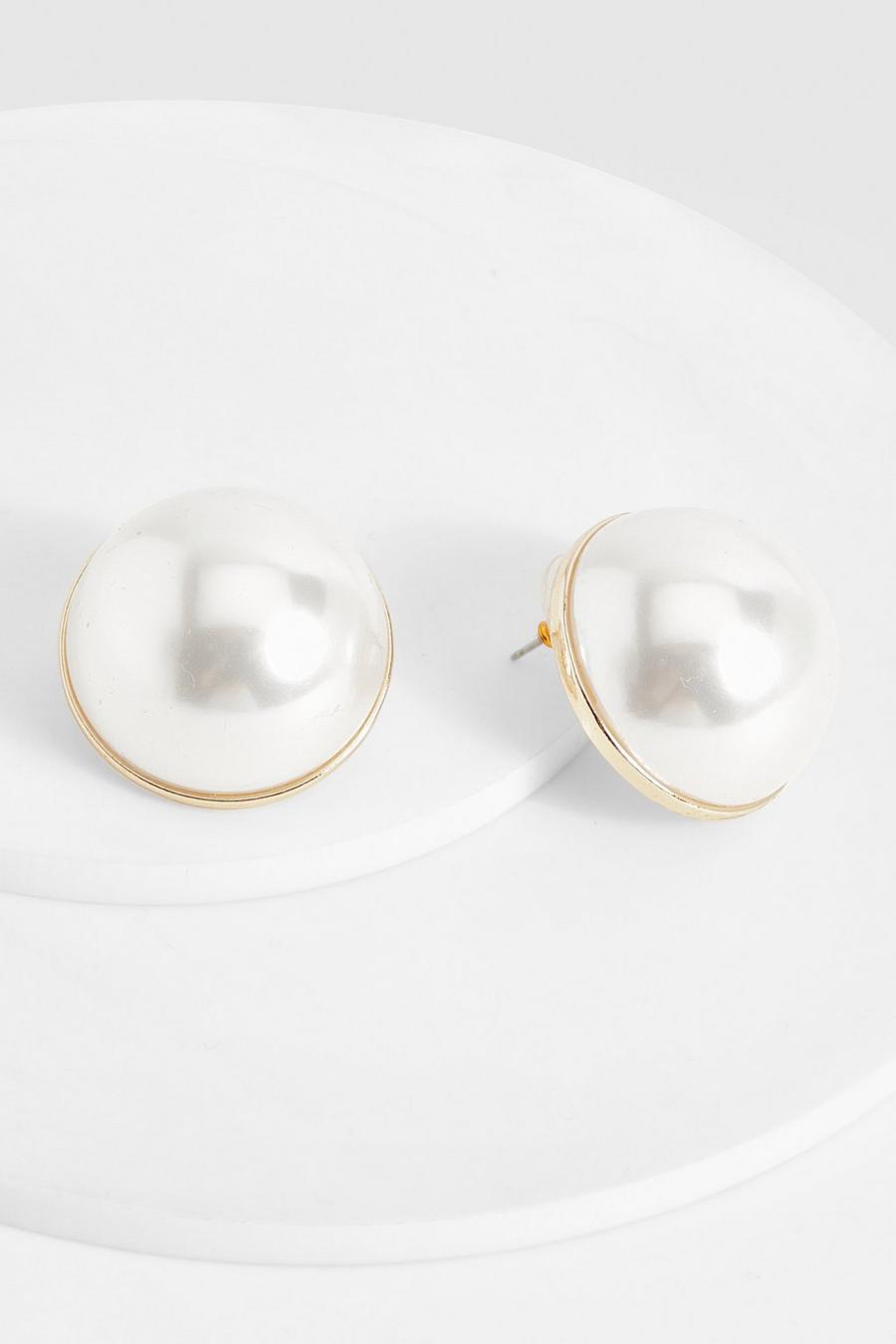Oversized Pearl Stud Earrings  image number 1