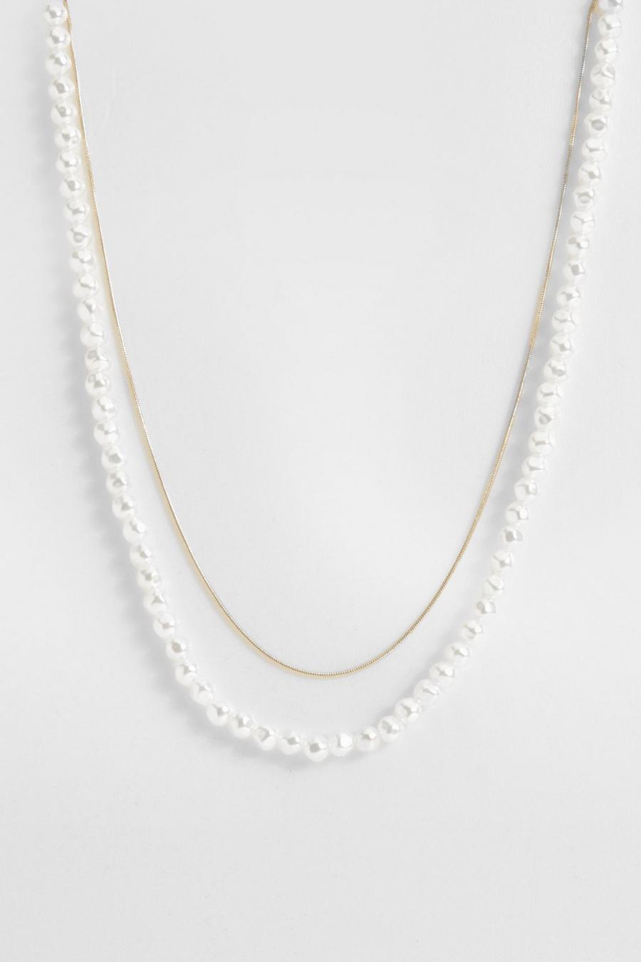 Double Layered Pearl Necklace  image number 1