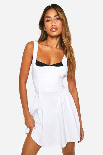 Bengaline Milkmaid Mini Dress white