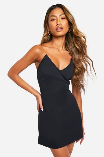 Boned Structured Mini Dress black