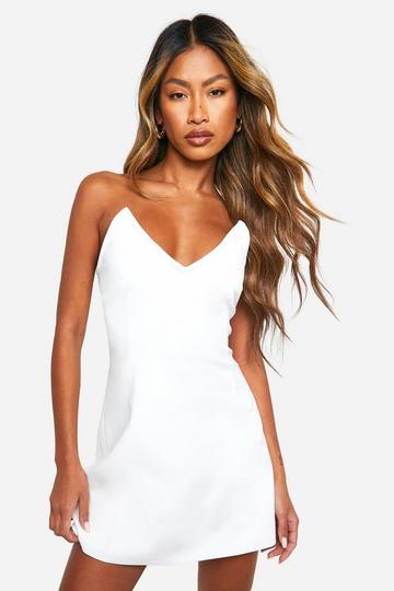 White Boned Structured Mini Dress