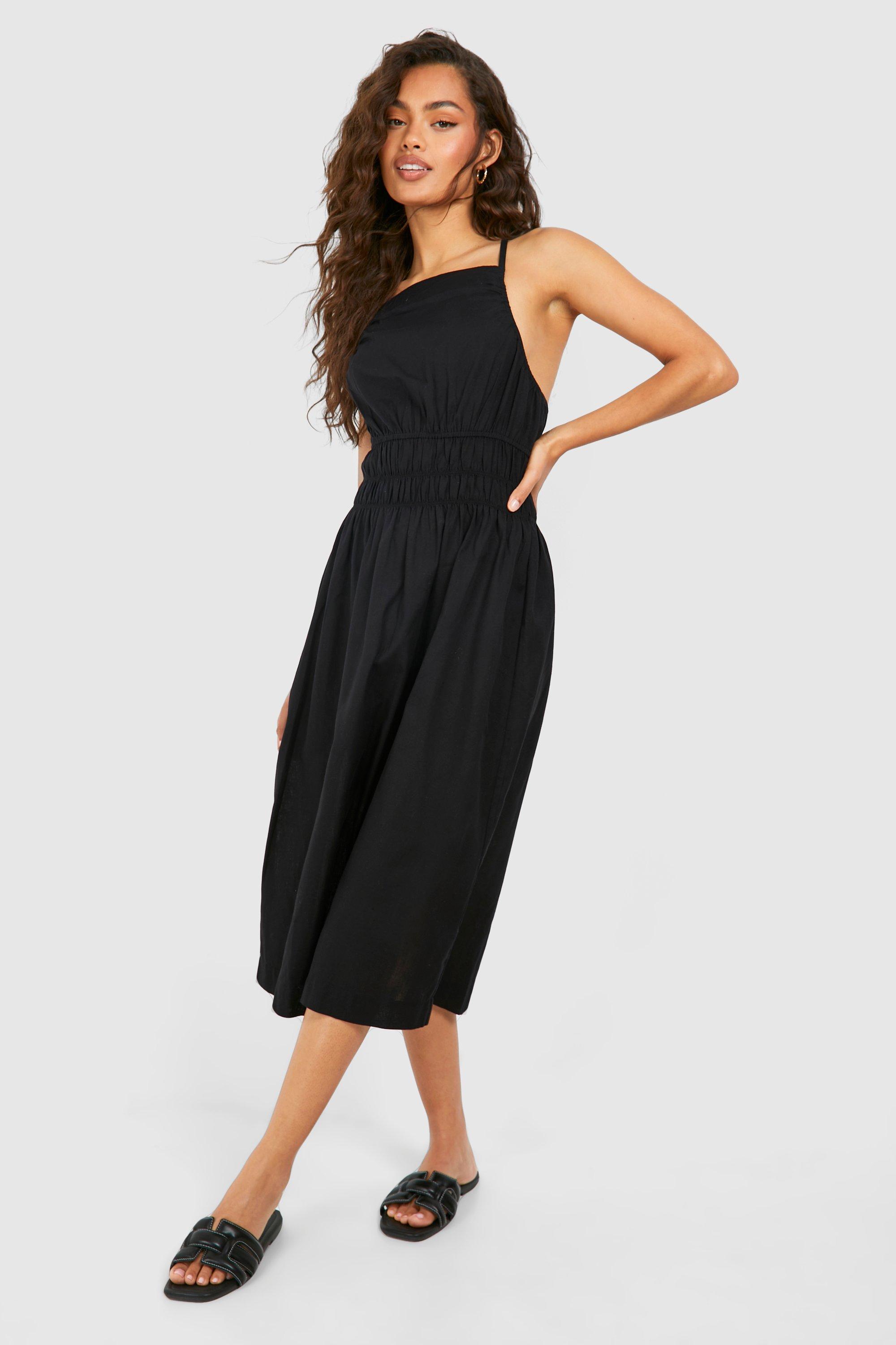Shirred waist midi dress sales