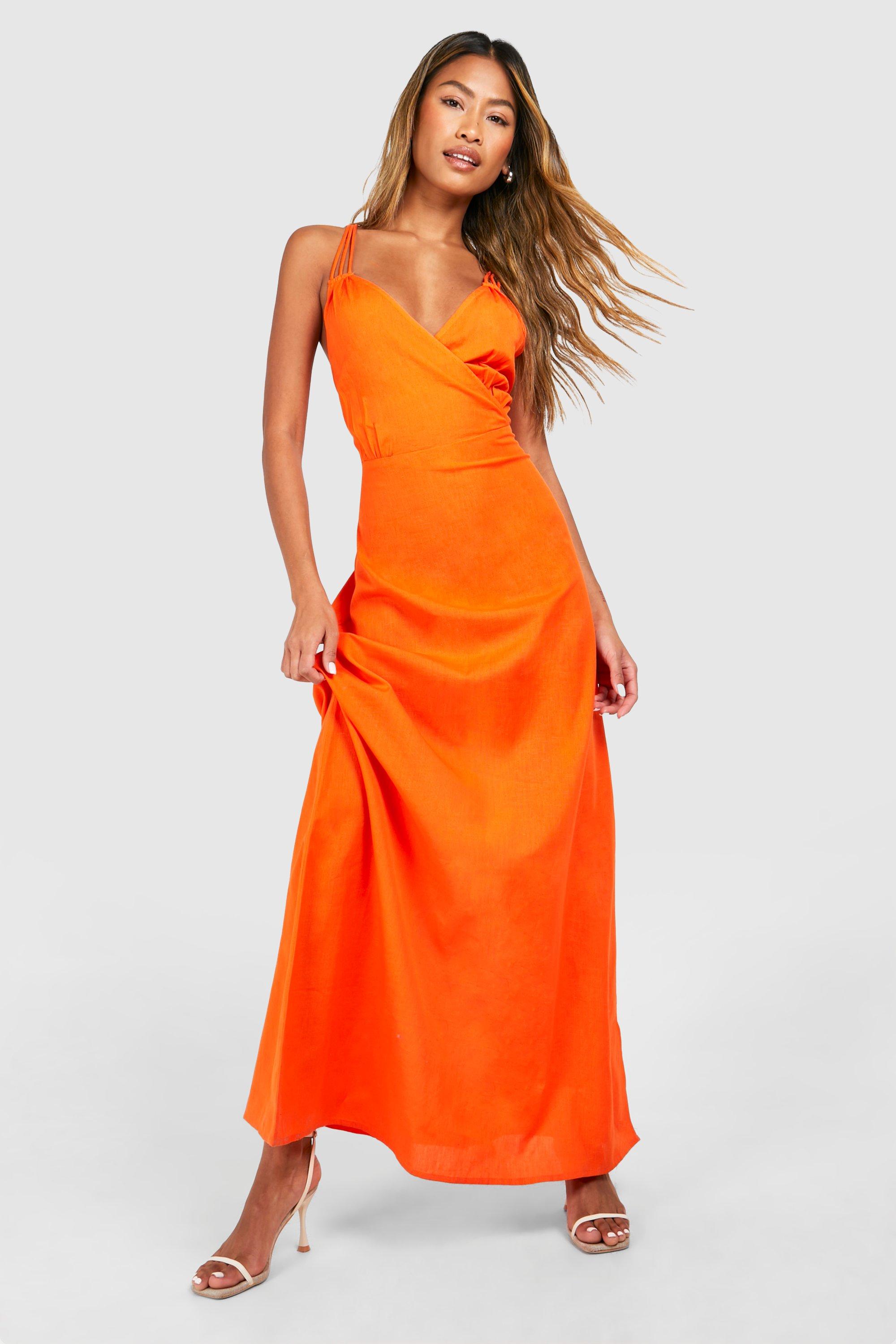 Boohoo orange maxi dress deals