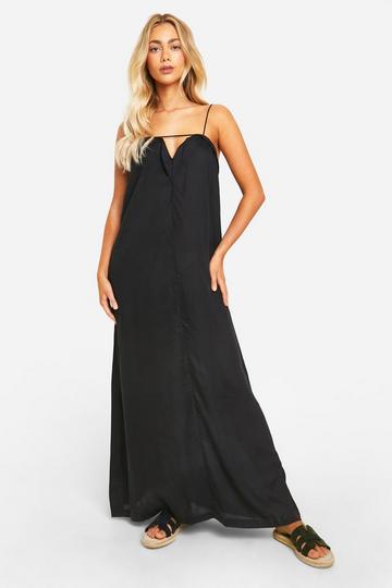 Linen Look Maxi Dress black