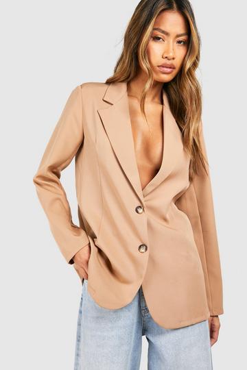 Basic Double Button Single Breasted Oversized Blazer camel