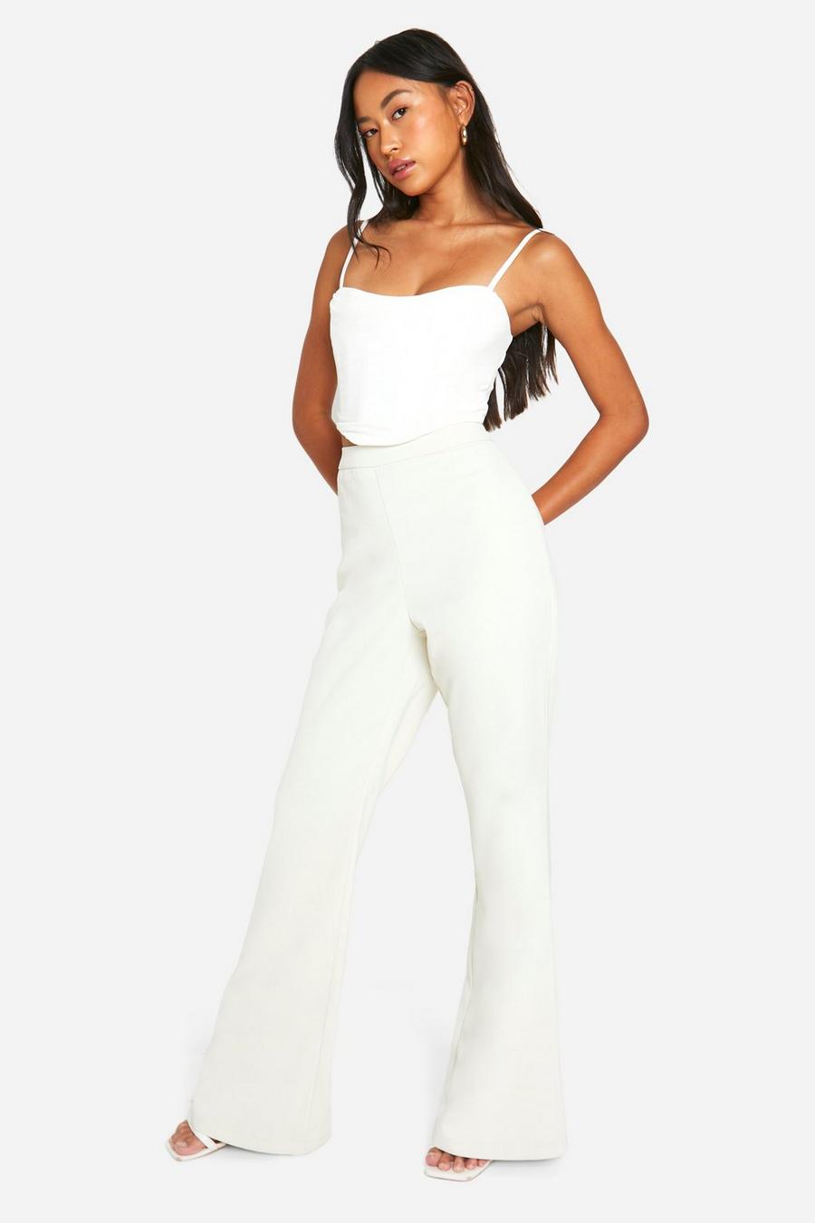 Ivory Fluid Flared Trousers