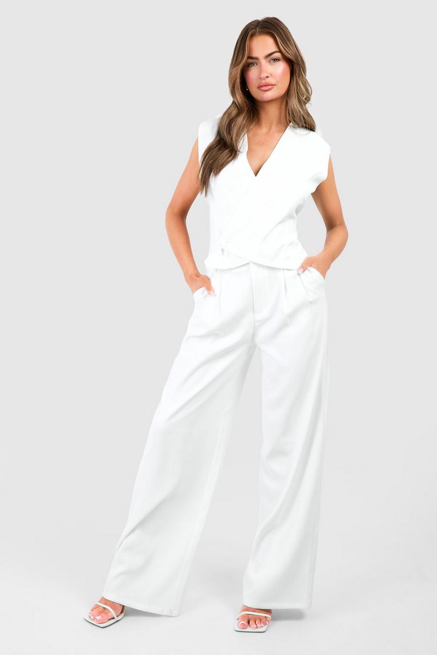 Ivory Fluid Wide Leg Trousers image number 1