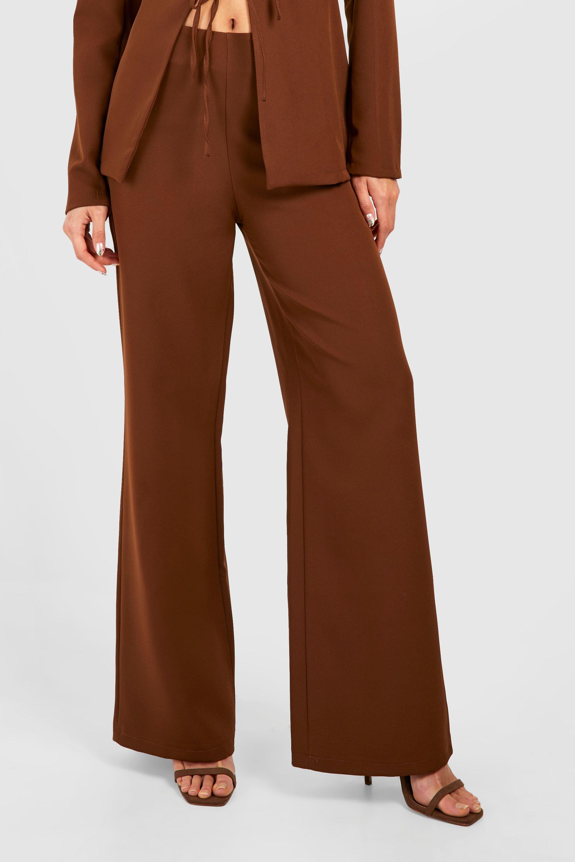 Brown wide shop leg trousers womens