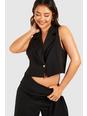 Black Fitted Plunge Front Waistcoat