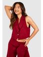 Cherry Fitted Plunge Front Vest