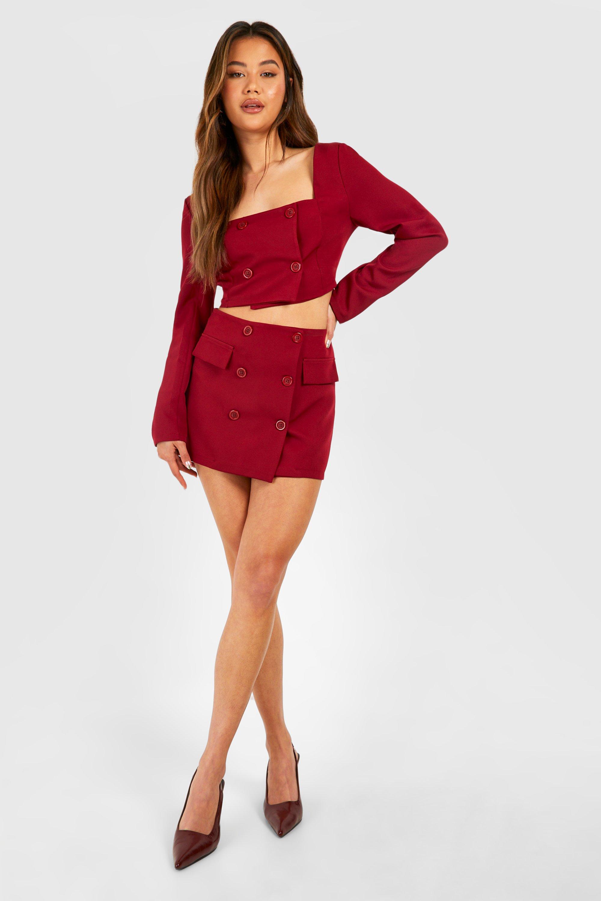 Wrap Front Button Detail Mini Skirt | boohoo DK