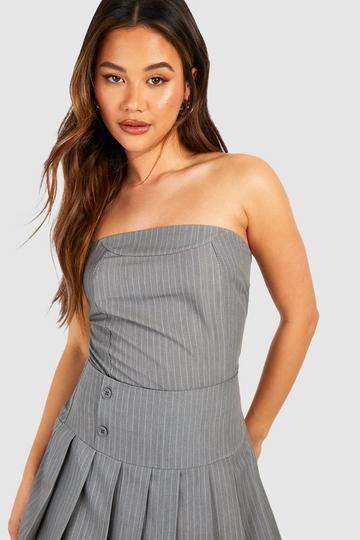 Pinstripe Seam Detail Bandeau grey