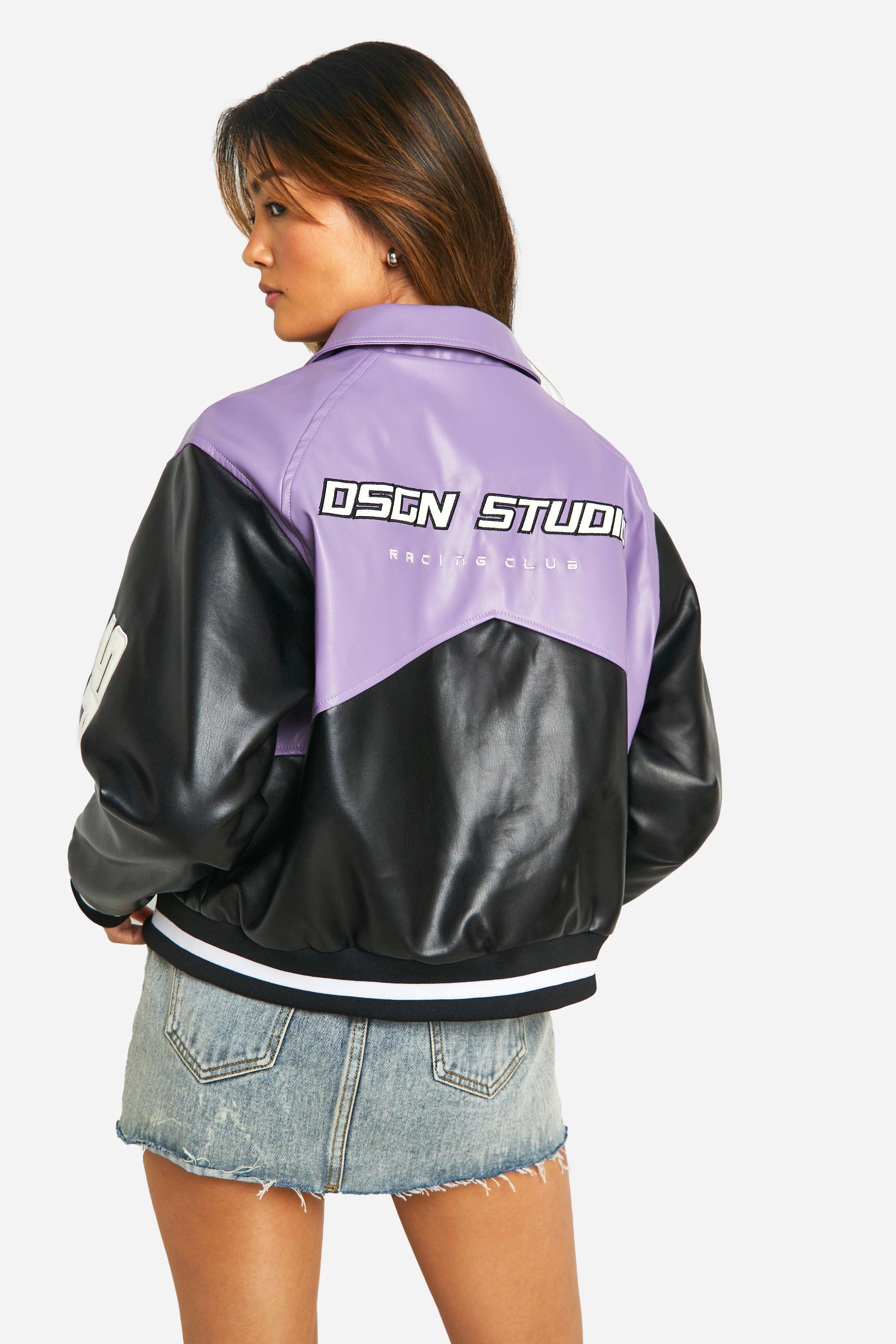 Contrast Oversized Moto Faux Leather Bomber Jacket | boohoo USA