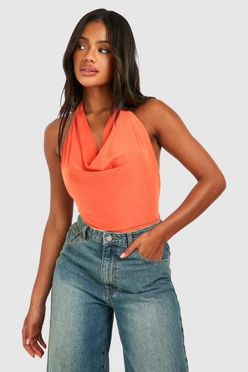 Orange Slinky Halterneck Bodysuit