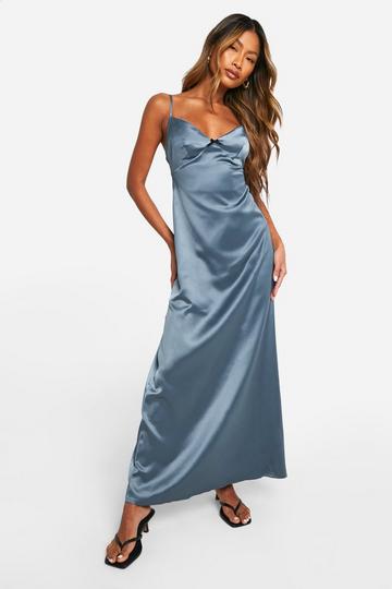 Satin Mini Bow Maxi Dress slate