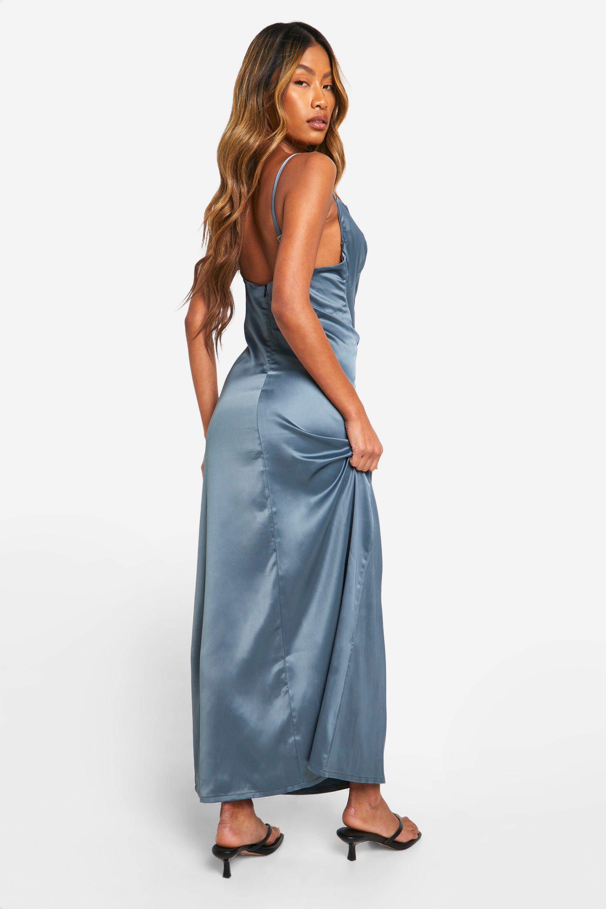 Satin Mini Bow Maxi Dress