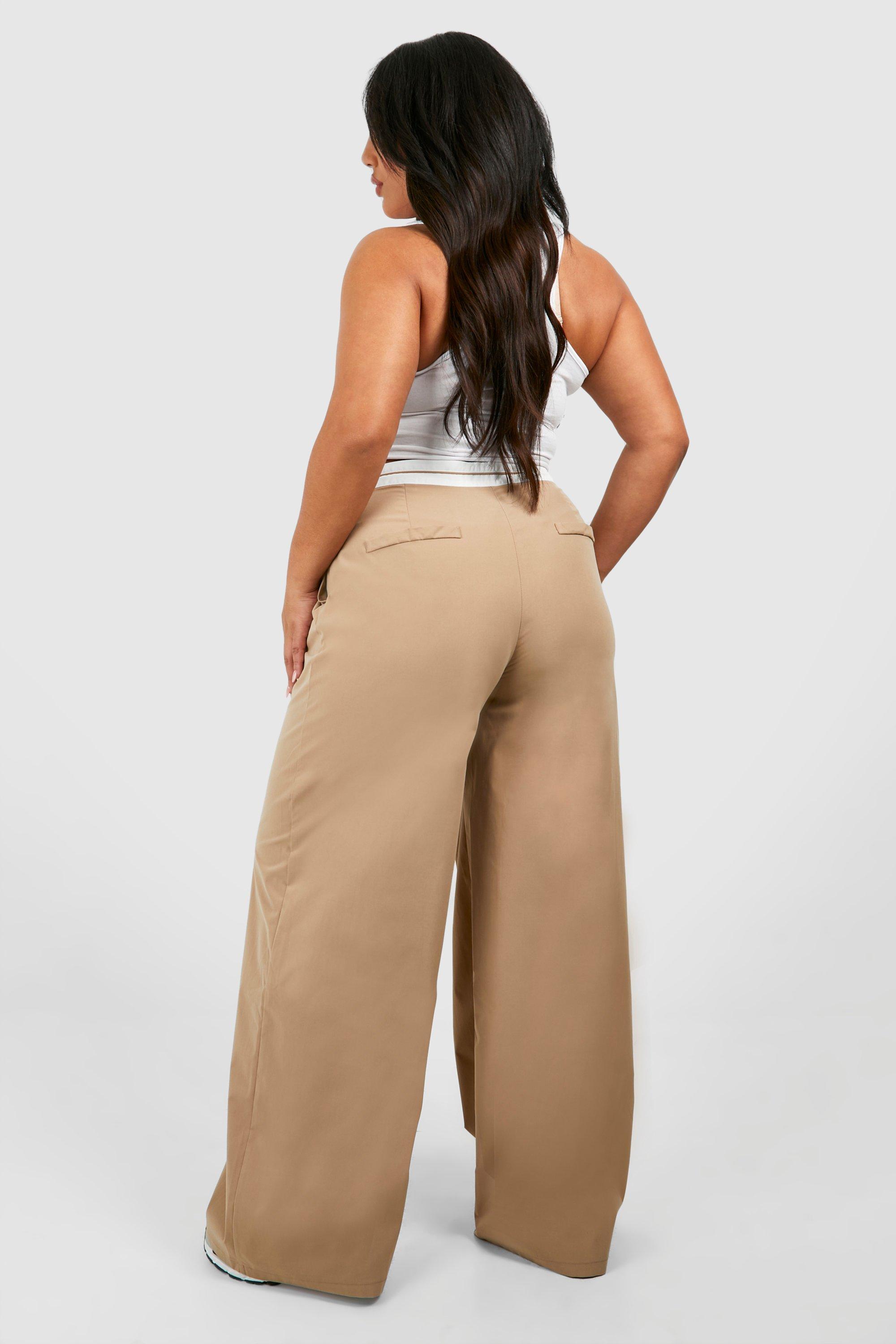 Camel high waisted wide leg trousers