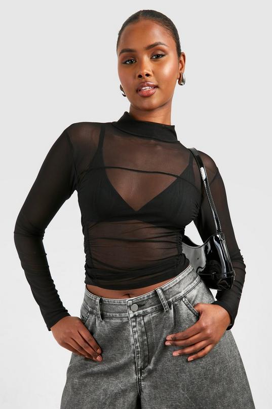 Mesh High Neck Top | boohoo USA Mesh High Neck Top | boohoo USA
