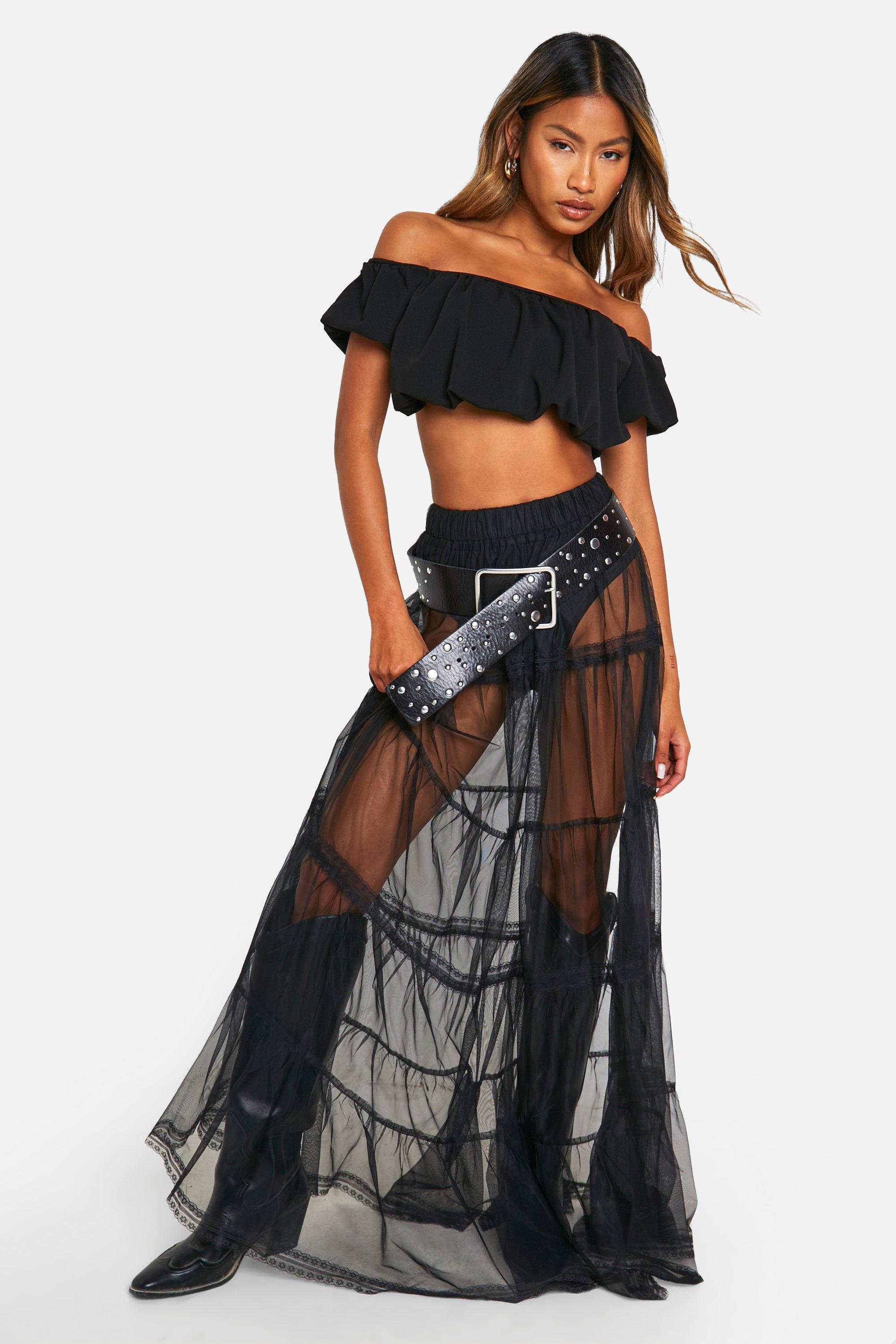 Tulle Lace Maxi Skirt boohoo UK