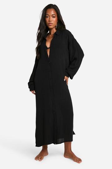 Long Line Kaasdoek Strand Blouse black