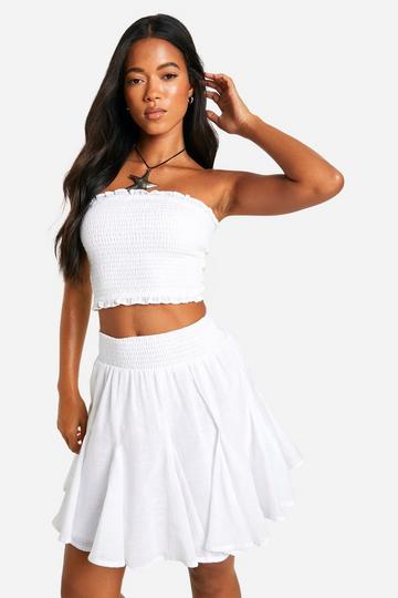 Shirred Top & Rara Skirt Beach Co-ord white