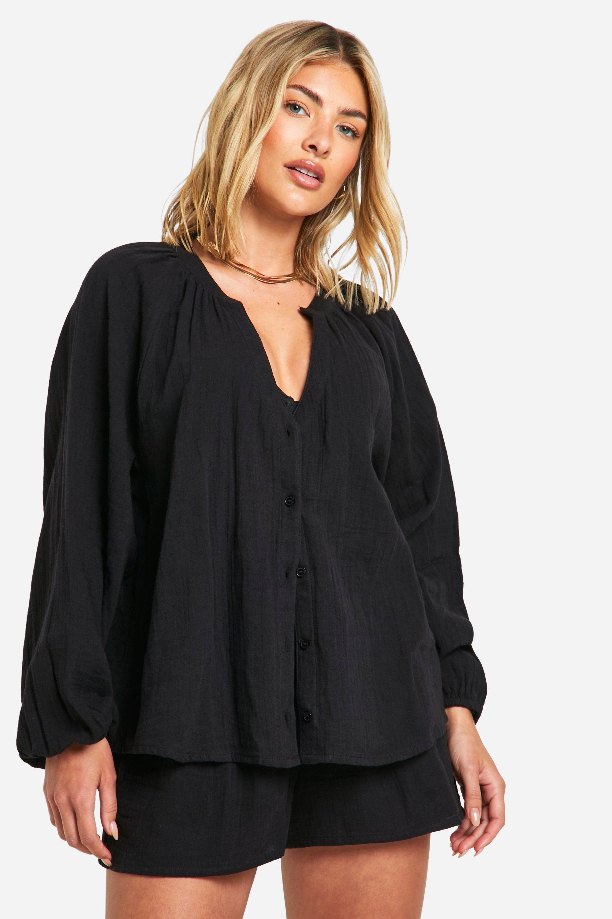 Set camicia pantaloncini coordinati da mare effetto crespo boohoo IT