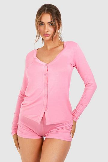 Henley Top And Short Set candy pink